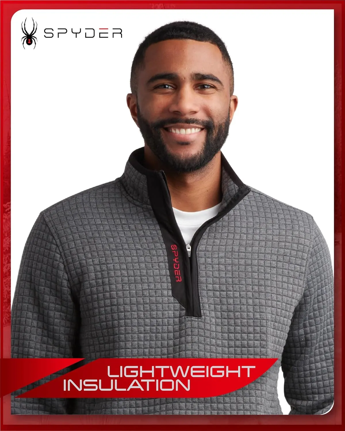 Spyder Mens Quarter Zip Pullover Sweatshirt - Grid Fleece Sweater Workout Shirts for Men - Quarter Zip Pullover Men Apparel