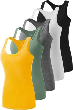 Star Vibe Racerback Workout Tank Tops for Women Basic Athletic Tanks Yoga Shirt Sleeveless Exercise Tops 4 Pack