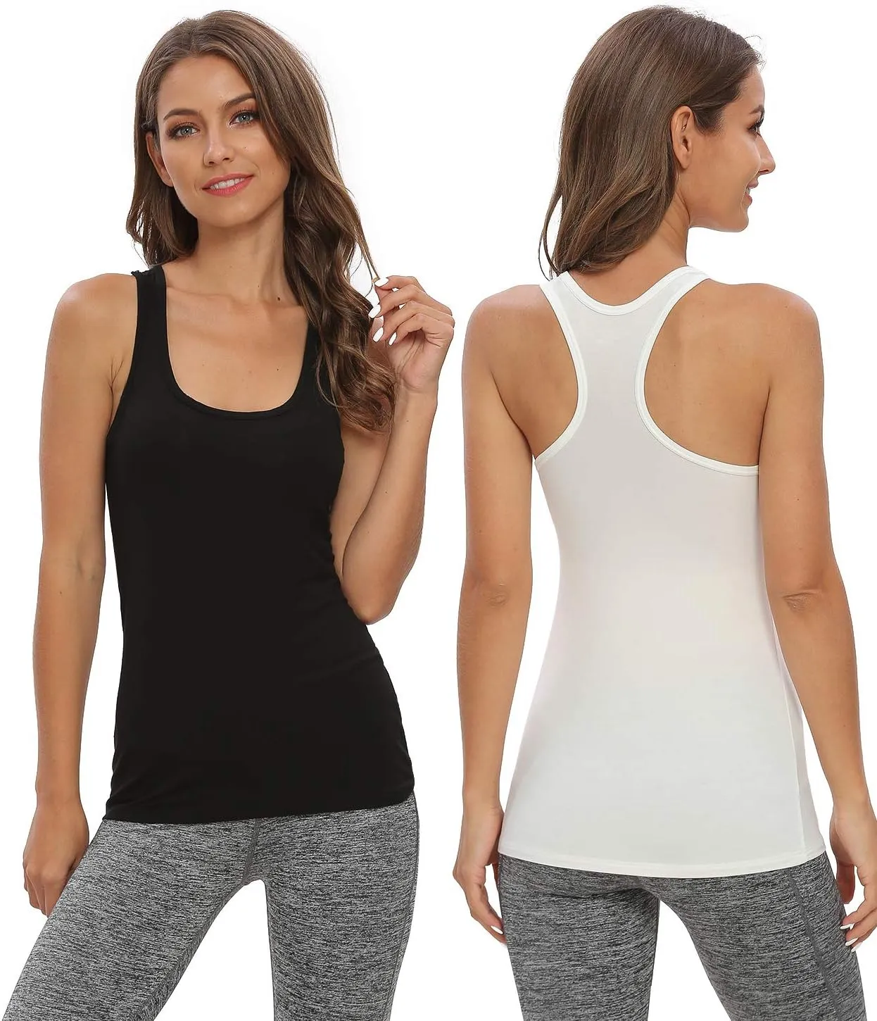 Star Vibe Racerback Workout Tank Tops for Women Basic Athletic Tanks Yoga Shirt Sleeveless Exercise Tops 4 Pack