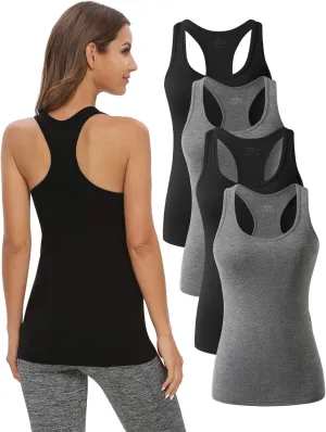 Star Vibe Racerback Workout Tank Tops for Women Basic Athletic Tanks Yoga Shirt Sleeveless Exercise Tops 4 Pack