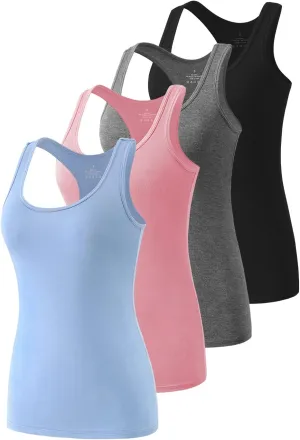 Star Vibe Racerback Workout Tank Tops for Women Basic Athletic Tanks Yoga Shirt Sleeveless Exercise Tops 4 Pack