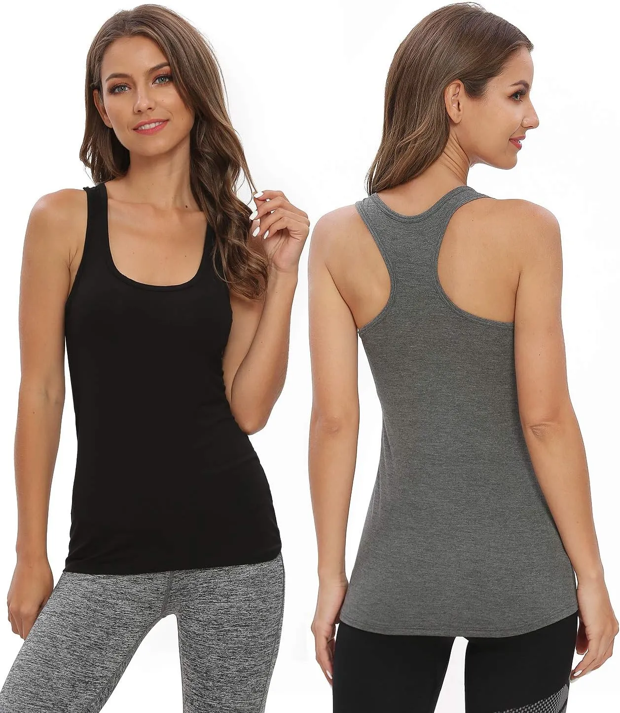 Star Vibe Racerback Workout Tank Tops for Women Basic Athletic Tanks Yoga Shirt Sleeveless Exercise Tops 4 Pack