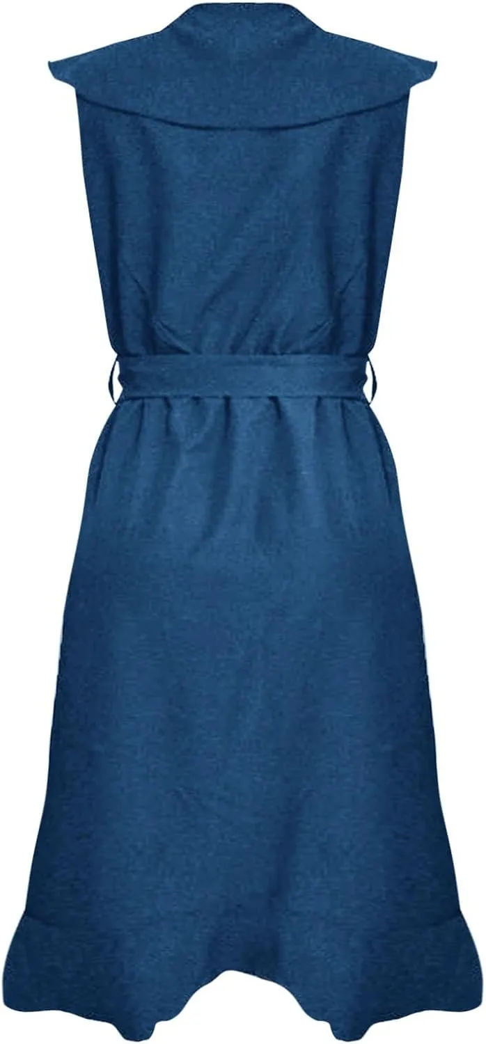 Summer Dresses for Women 2024 Wrap V Neck Short Sleeve Belted Ruffle Hem A-Line Flowy Maxi Dresses Vacation Outfits