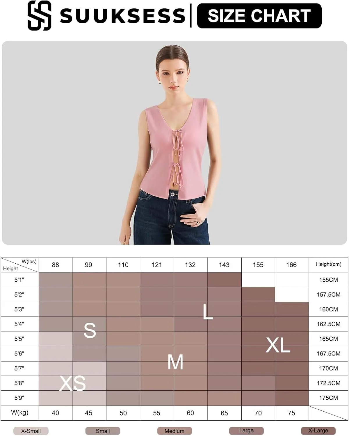 SUUKSESS Women Sexy Tie Front Top Summer Trendy Tops Vest Y2K Tank Tops