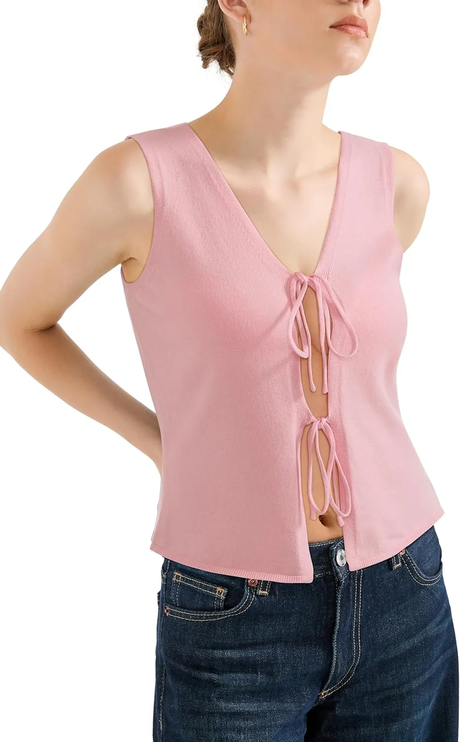 SUUKSESS Women Sexy Tie Front Top Summer Trendy Tops Vest Y2K Tank Tops