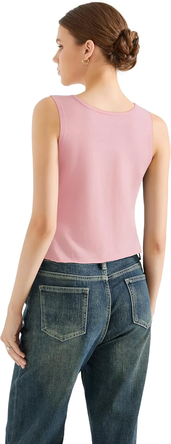 SUUKSESS Women Sexy Tie Front Top Summer Trendy Tops Vest Y2K Tank Tops