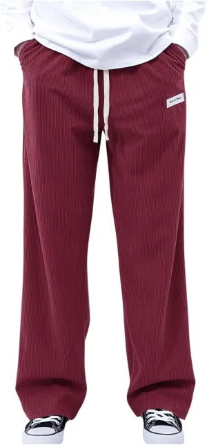 SUWBMHWE Corduroy Pants for Men Corduroy Baggy Wide Leg Joggers Pants Casual Cargo Pants Elastic Waist Sweatpants