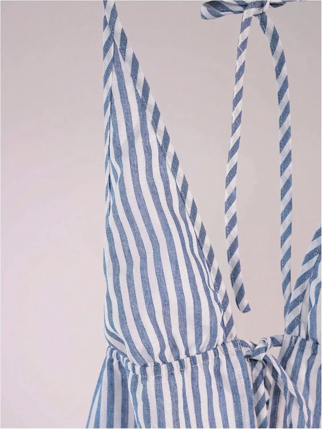 SweatyRocks Women's Sexy Striped Tie Front Halter Tops Sleeveless Drawstring Summer Cami Tops