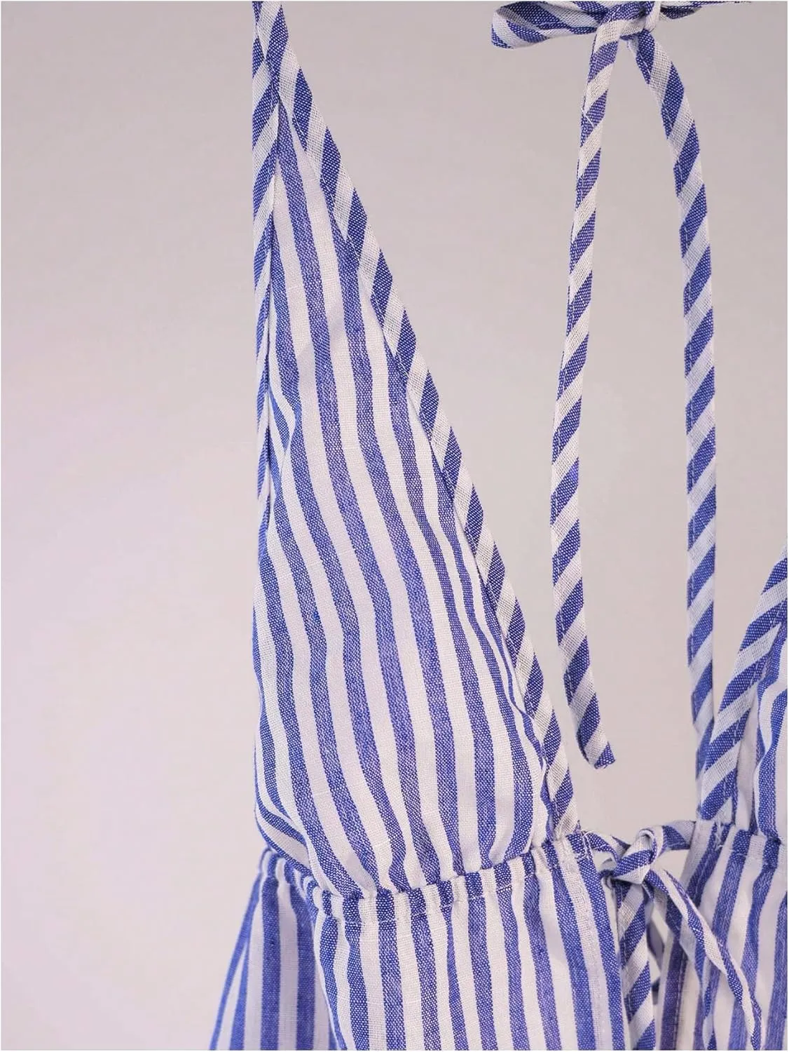 SweatyRocks Women's Sexy Striped Tie Front Halter Tops Sleeveless Drawstring Summer Cami Tops