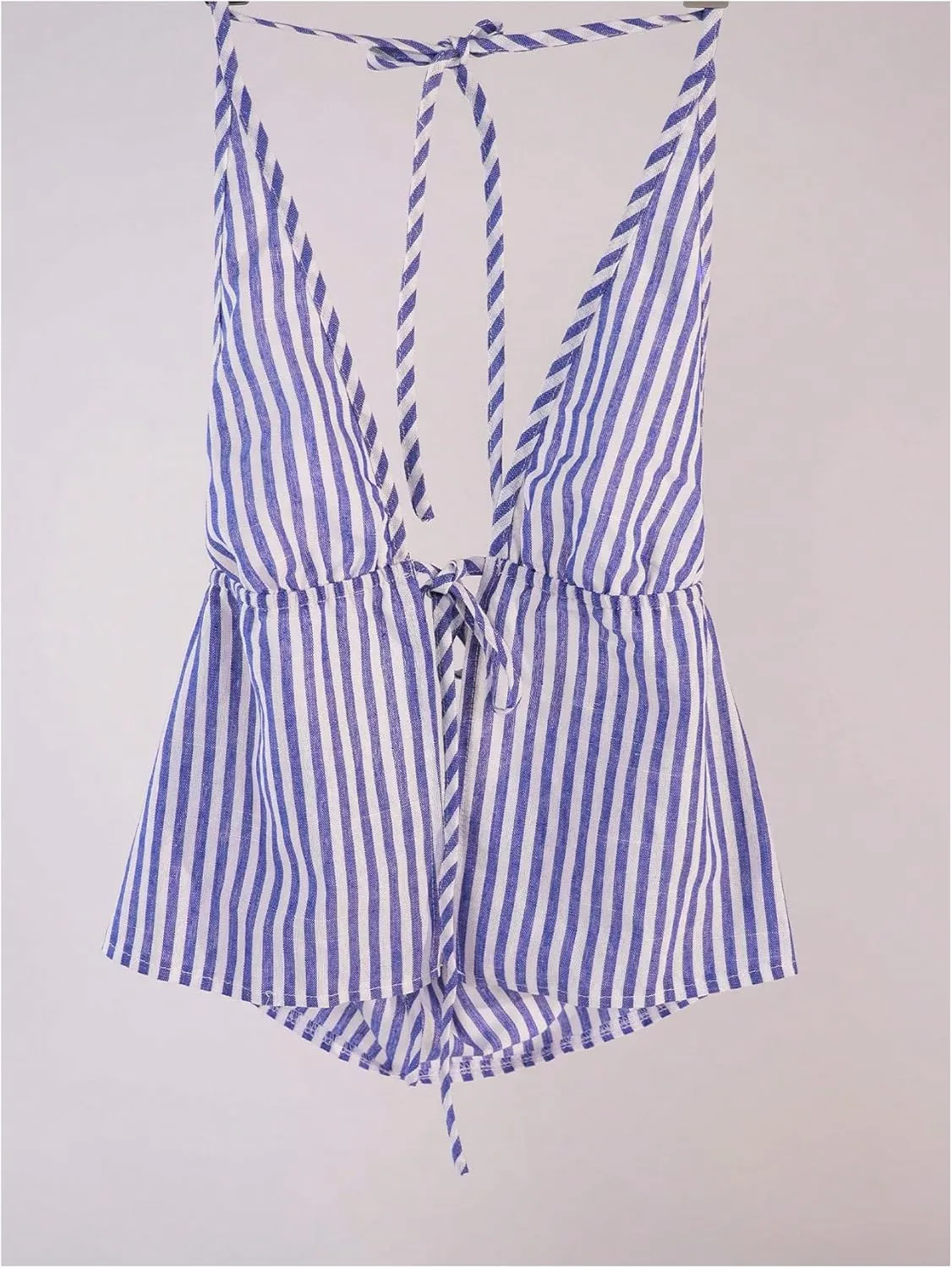 SweatyRocks Women's Sexy Striped Tie Front Halter Tops Sleeveless Drawstring Summer Cami Tops