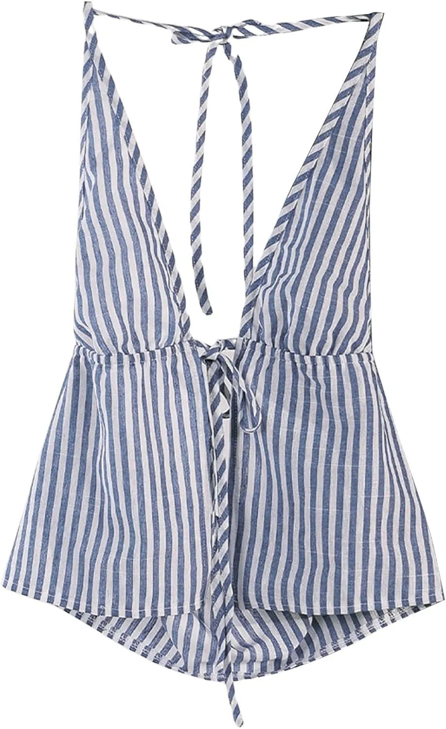 SweatyRocks Women's Sexy Striped Tie Front Halter Tops Sleeveless Drawstring Summer Cami Tops