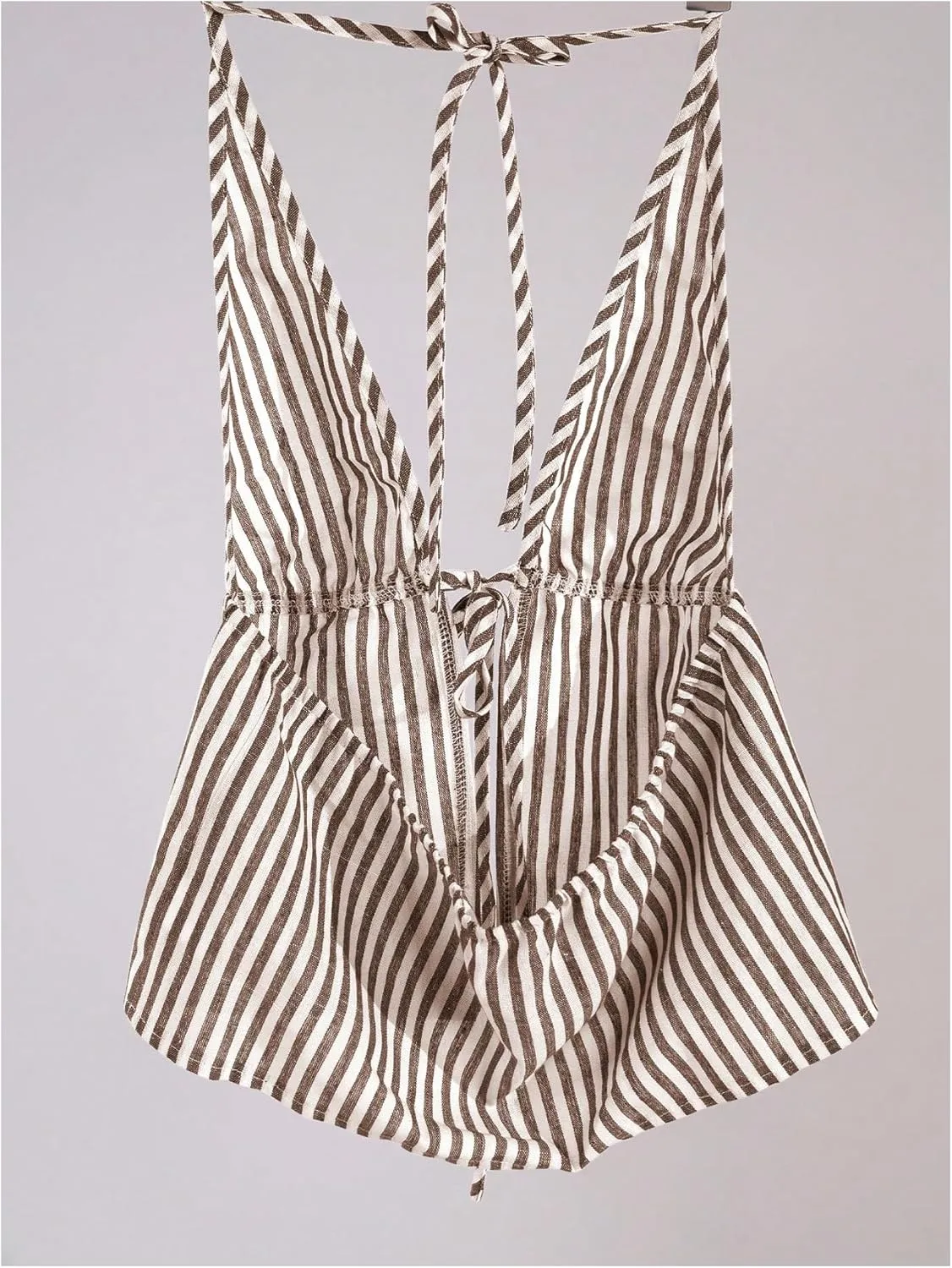 SweatyRocks Women's Sexy Striped Tie Front Halter Tops Sleeveless Drawstring Summer Cami Tops
