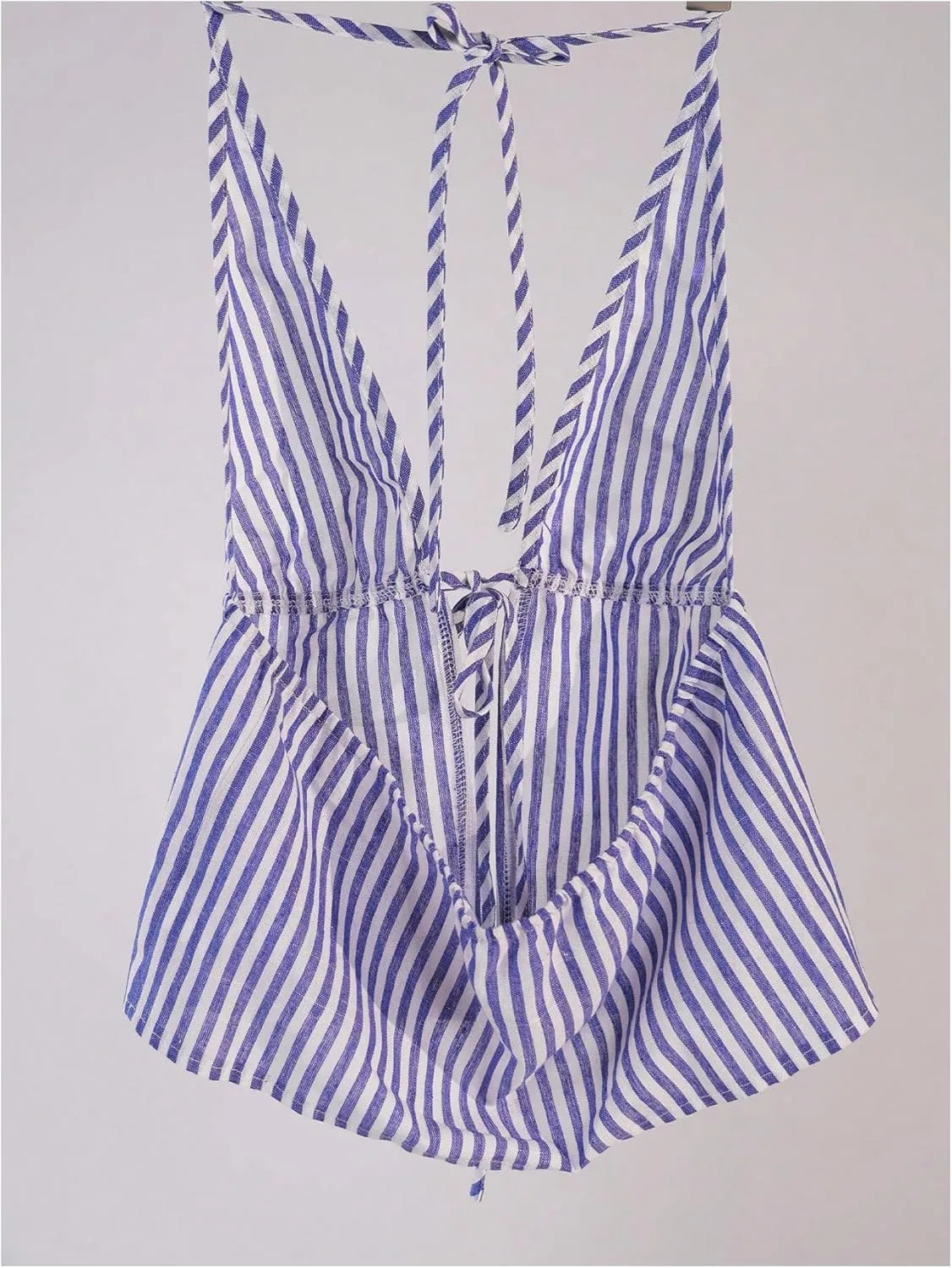 SweatyRocks Women's Sexy Striped Tie Front Halter Tops Sleeveless Drawstring Summer Cami Tops