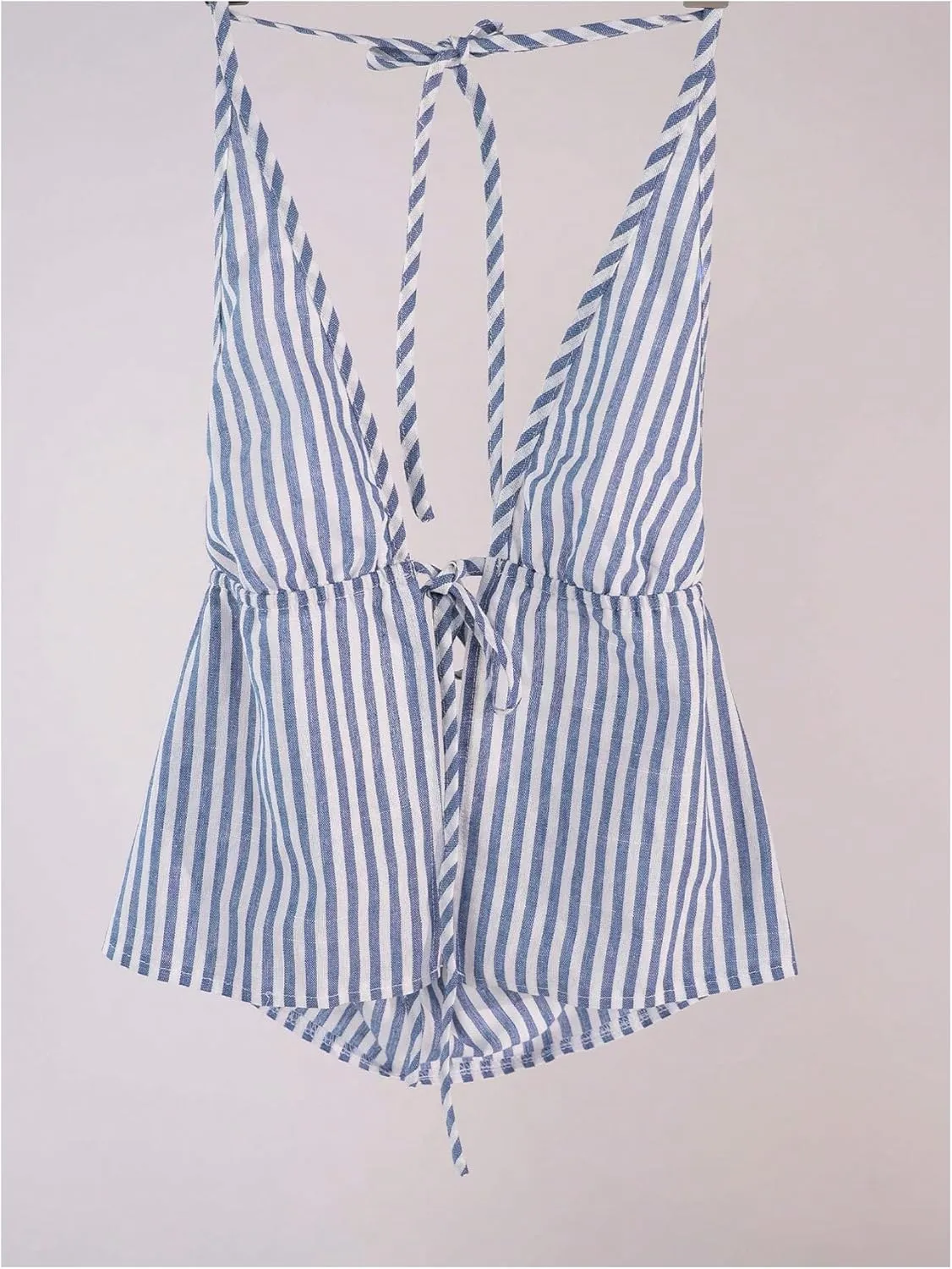 SweatyRocks Women's Sexy Striped Tie Front Halter Tops Sleeveless Drawstring Summer Cami Tops