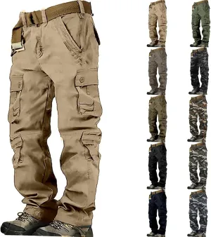 Tactical Cargo Pants for Men Military Wild Camo Trousers with Six Pocket Loose Leg Lightweight Pants
