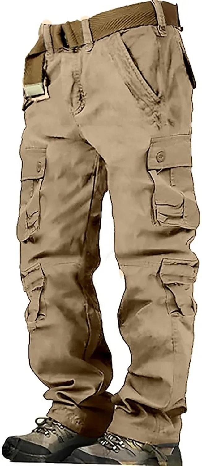 Tactical Cargo Pants for Men Military Wild Camo Trousers with Six Pocket Loose Leg Lightweight Pants