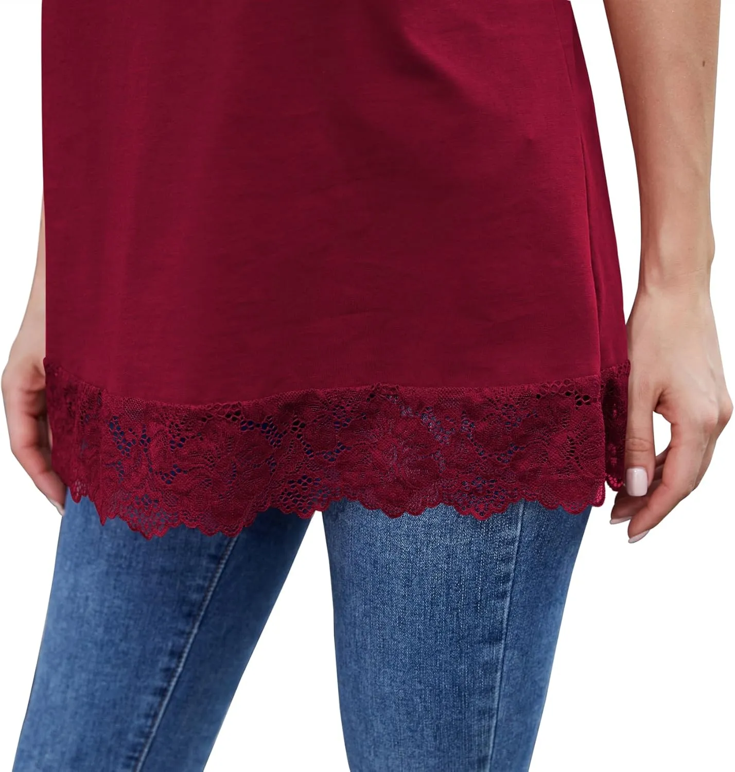 TAIPOVE Camisole Tops for Women Long Lace Cami Cotton Adjustable Strap Tank Top Extender Layering Square Neck 2 Packs