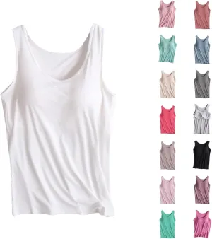 Tank top with Built in Bra for Women Spaghetti Strap Padded Athletic Tops Summer Camisole Shirts Workout Yoga Shirt