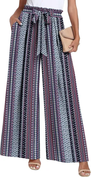 TAOHUADAO Wide Leg Pants for Women High Waisted Plus Size Palazzo Pants Casual Flowy Trousers with Pockets