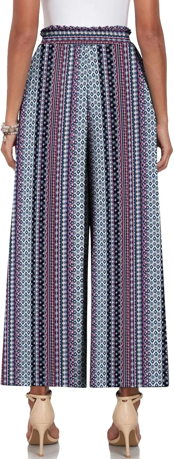 TAOHUADAO Wide Leg Pants for Women High Waisted Plus Size Palazzo Pants Casual Flowy Trousers with Pockets