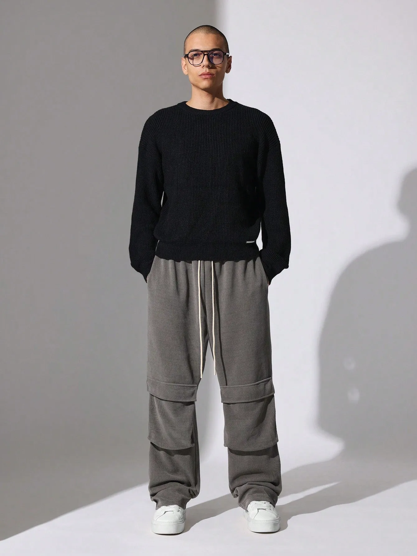 Textured Straight Fit Jogger With Cargo Pocket