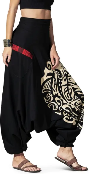 The Veshti Company Women's Printed Summer Harem Pants, Cotton Boho Hippie Casusal Oversized Palazzo Pant for Women