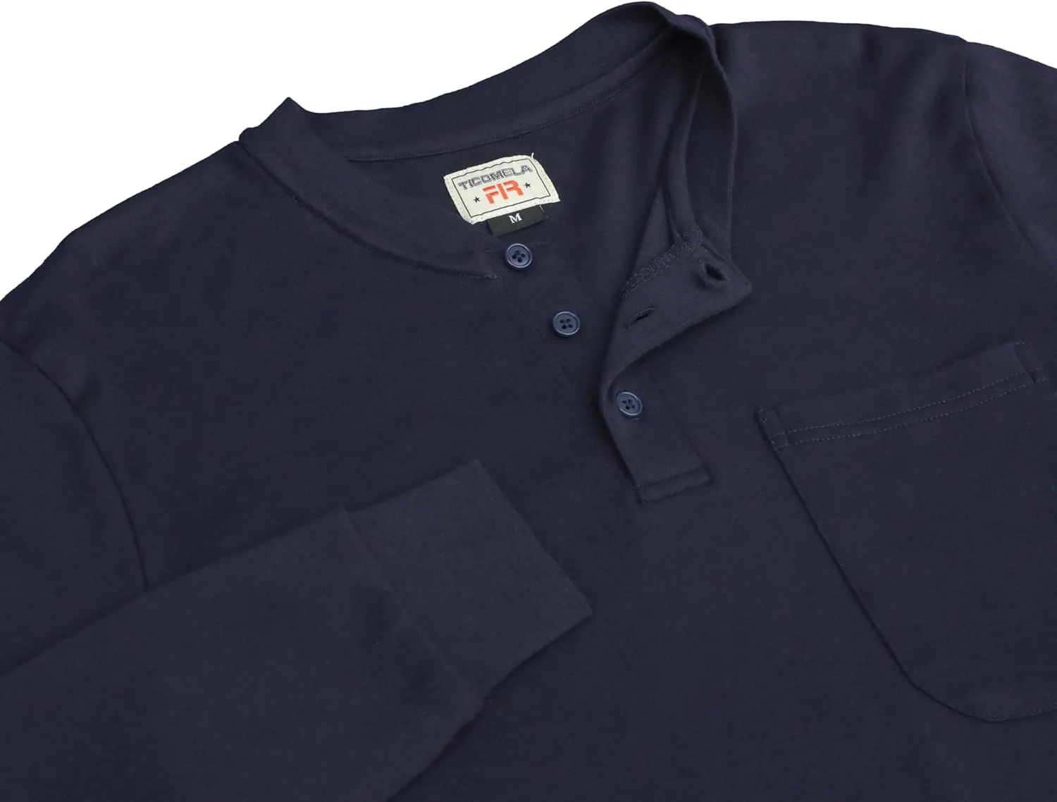 TICOMELA FR Shirts for Men Flame Resistant Shirt NFPA2112/CAT2 7oz Fire Retardant Men's Long Sleeve Henley Shirts