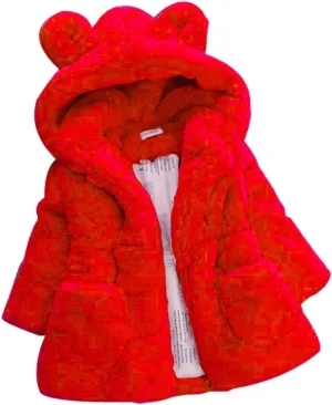 Toddler Baby Girl Winter Fur Hooded Coat Rabbit Ears Jacket Cloak Snowsuit Warm Outerwear Kids Clothes 6M-6Y