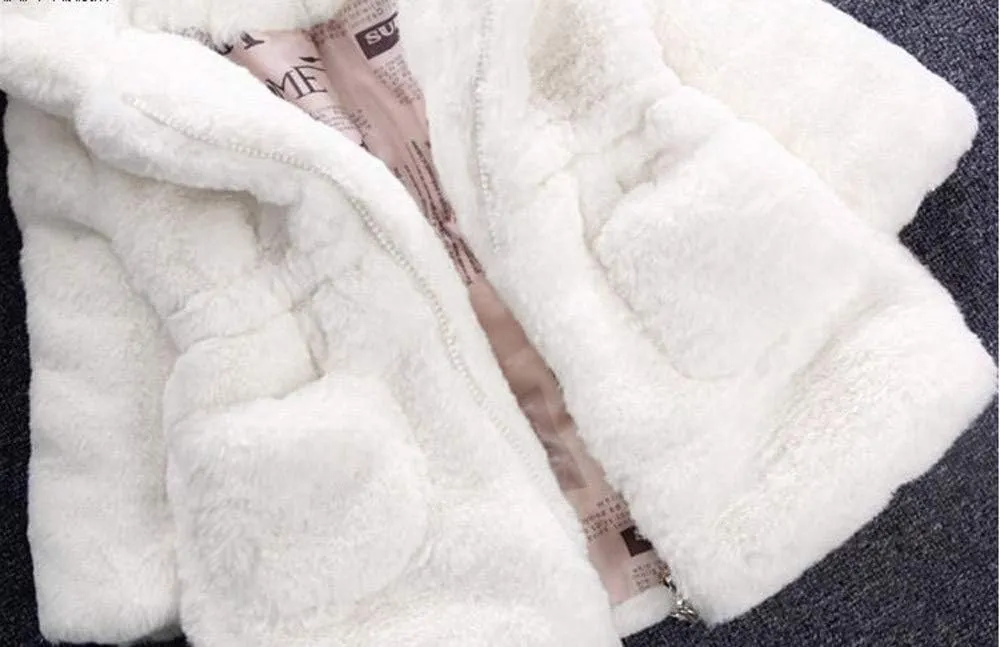 Toddler Baby Girl Winter Fur Hooded Coat Rabbit Ears Jacket Cloak Snowsuit Warm Outerwear Kids Clothes 6M-6Y