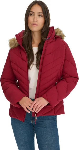Tommy Hilfiger Women's Faux Fur Trimmed Short Puffer