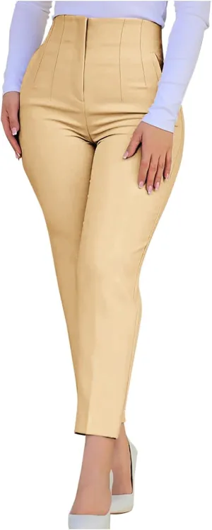 Uillui Dressy Pants for Women High Waist Slim Fit Straight Leg Pants Business Casual Work Office Pants Stretch Yoga Trousers