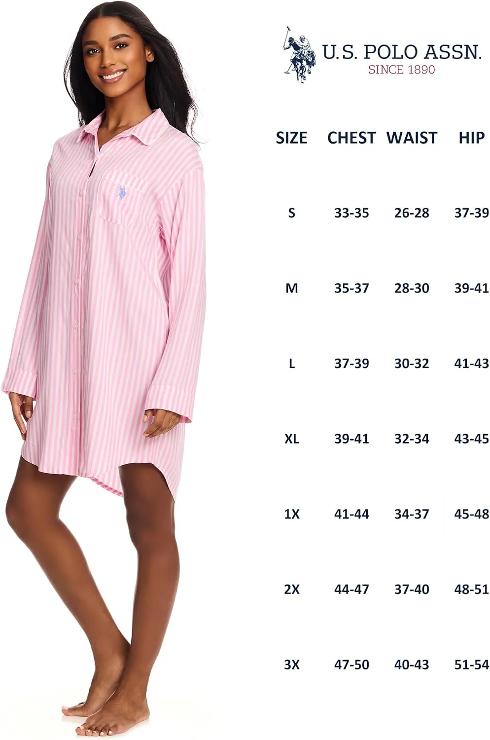 U.S. Polo Assn. Womens Sleep Shirts 2-Pack, Button Nightgowns for Women, Night Shirts Sleepwear