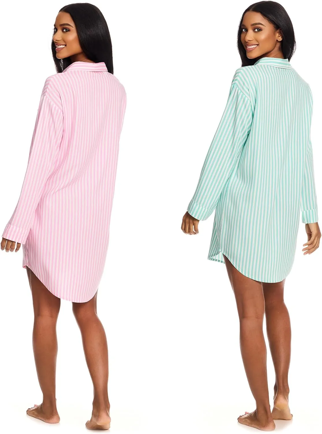 U.S. Polo Assn. Womens Sleep Shirts 2-Pack, Button Nightgowns for Women, Night Shirts Sleepwear