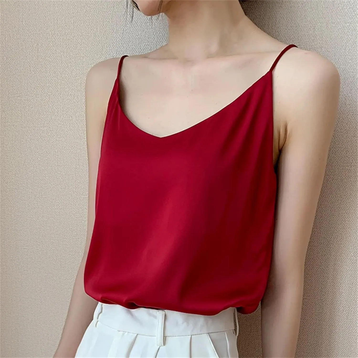 V-Neck Camisole Tops for Women Sexy Bottoming Top Spaghetti Strap Tops for Women