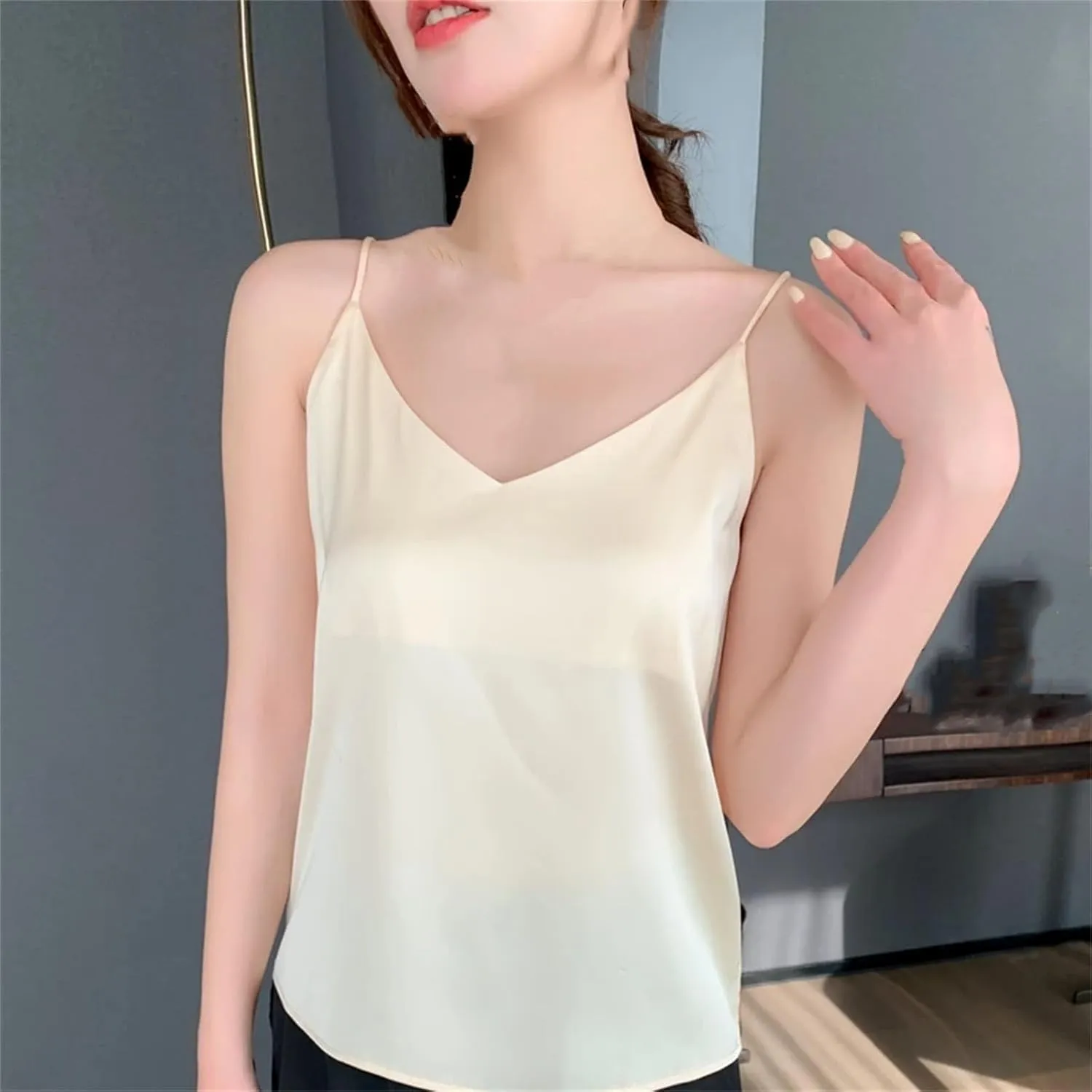 V-Neck Camisole Tops for Women Sexy Bottoming Top Spaghetti Strap Tops for Women