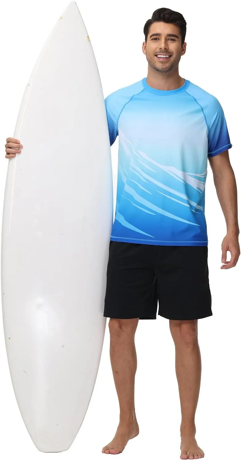 VAYAGER Men's Swim Shirts Rash Guard UPF 50  T Shirts Quick Dry Loose Fit Water Surfing Shirt