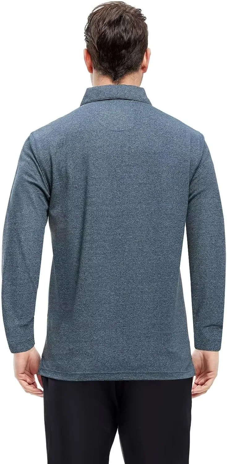 VEBOON Men's Polo Shirts Long and Short Sleeve Cotton Blend Heather Moisture Wicking Casual Collared Shirts