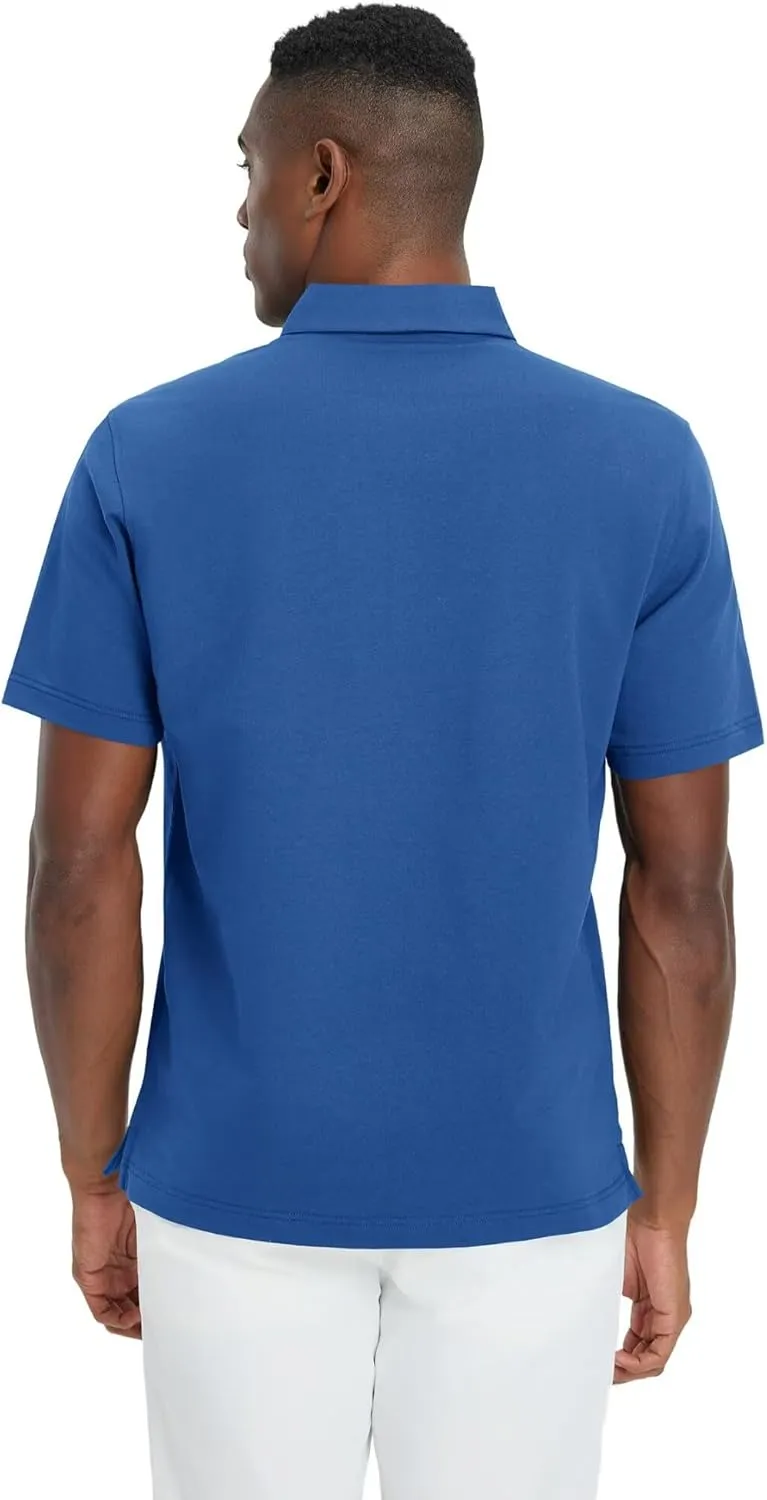 VEBOON Polo Shirts for Men Cotton Blend Moisture-Wicking Lightweight Performance Collared Mens Polo Shirts Shorts Sleeve