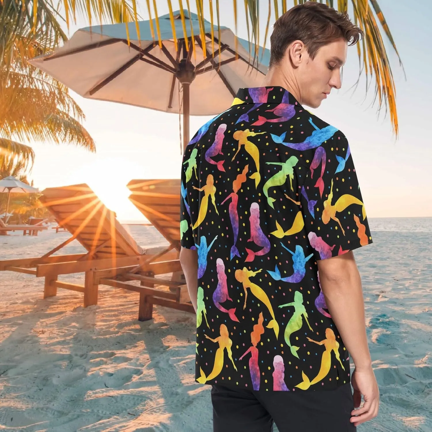 visesunny Novelty Mens Hawaiian Shirts Casual Tropical Short Sleeve Button Down Shirt Summer Beach Shirts S-XXXL