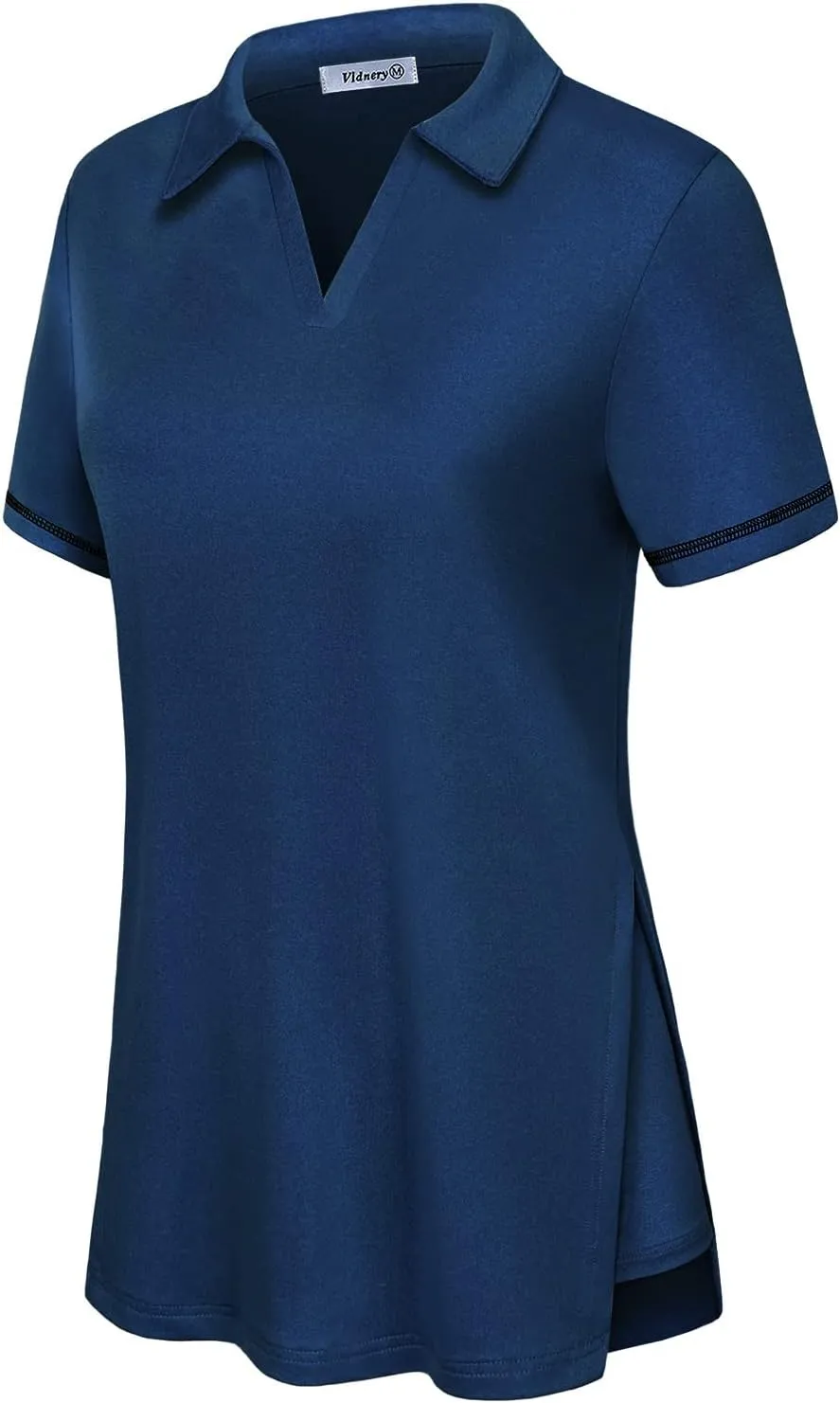 Vldnery Women's Golf Shirts Short Sleeve v Neck Loose Fit Plain Workout Tennis Polo T-Shirts