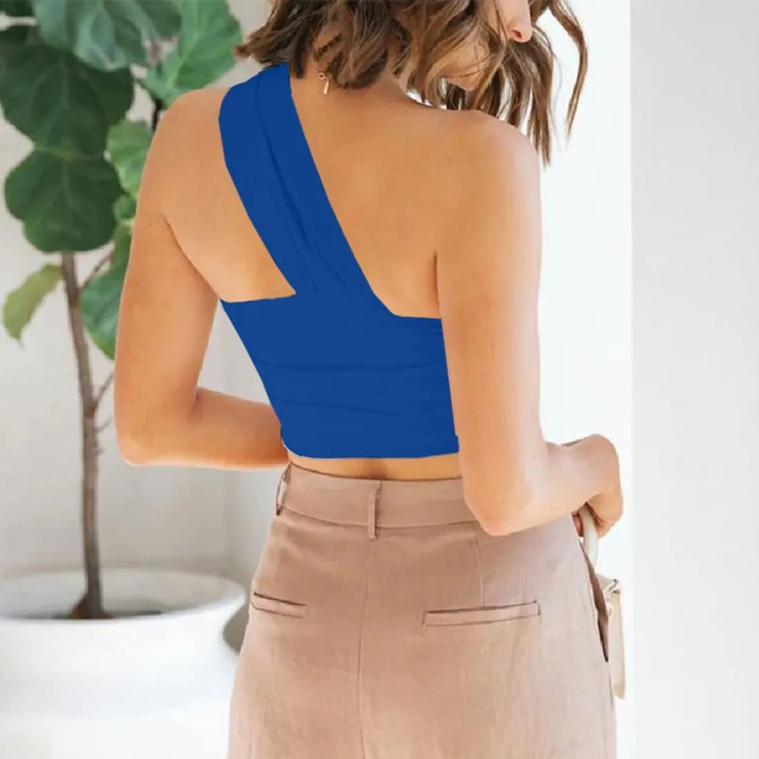 WEEPINLEE Sexy Going Out Crop Tops for Women Trendy Backless One Shoulder Tank Tops