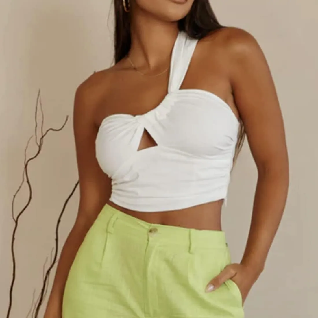 WEEPINLEE Sexy Going Out Crop Tops for Women Trendy Backless One Shoulder Tank Tops