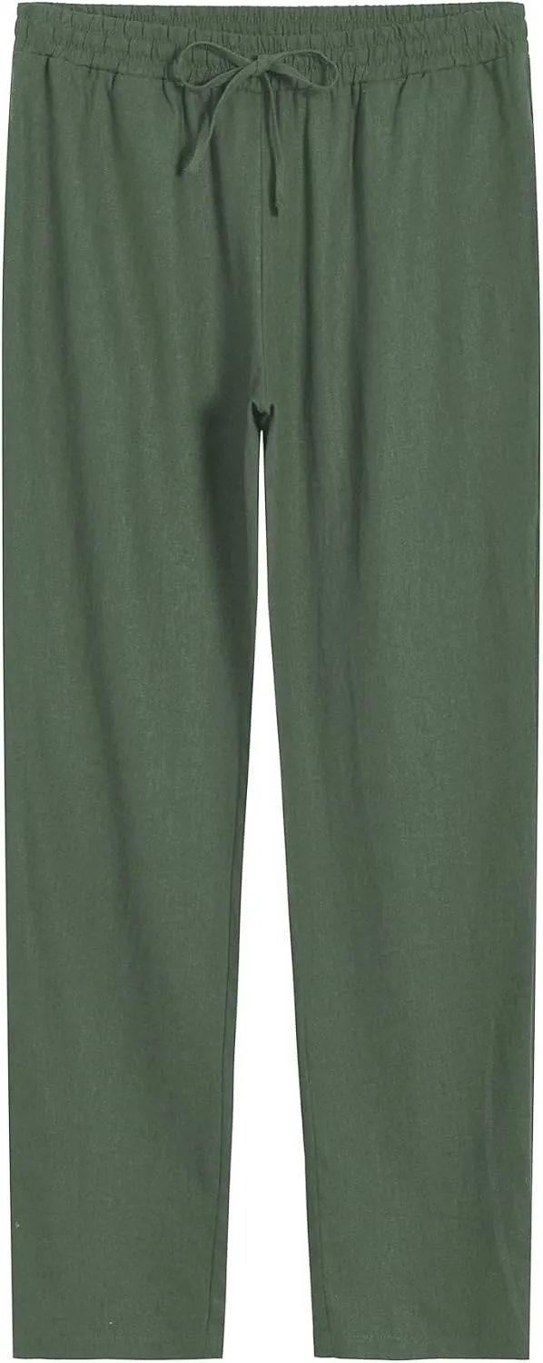 Weintee Women's 34" Inseam Tall Linen Pants with Pockets