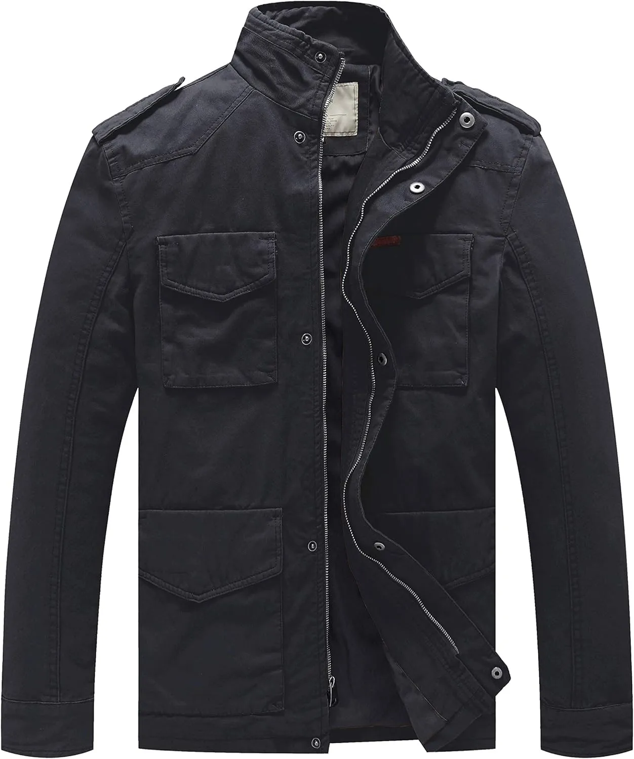 WenVen Men's Lightweight Military Style Jacket Twill Cotton Windbreaker