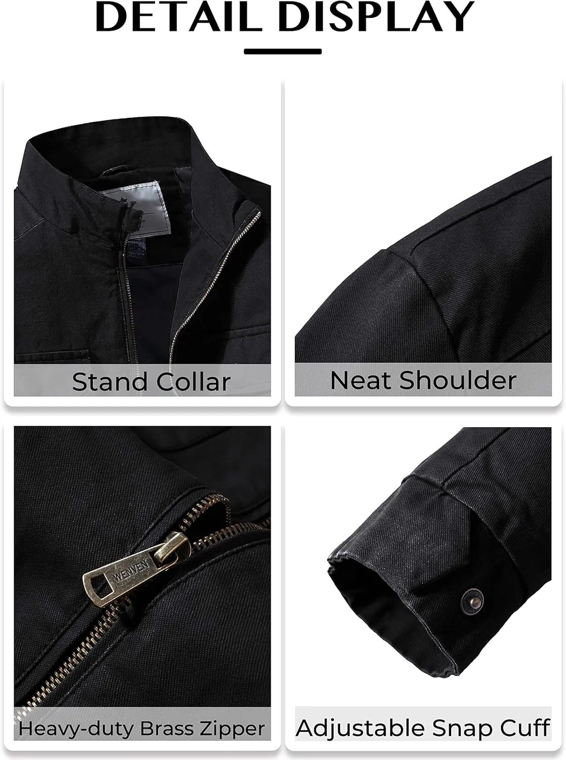 WenVen Men's Spring Cotton Military Jacket Casual Lightweight Canvas Field Coat