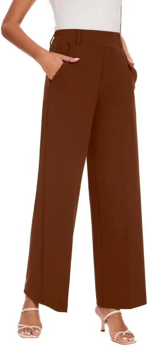 Wide Leg Dress Pants High Waisted Trousers Business Casual Work Pants with Pockets Women's Slacks for Office