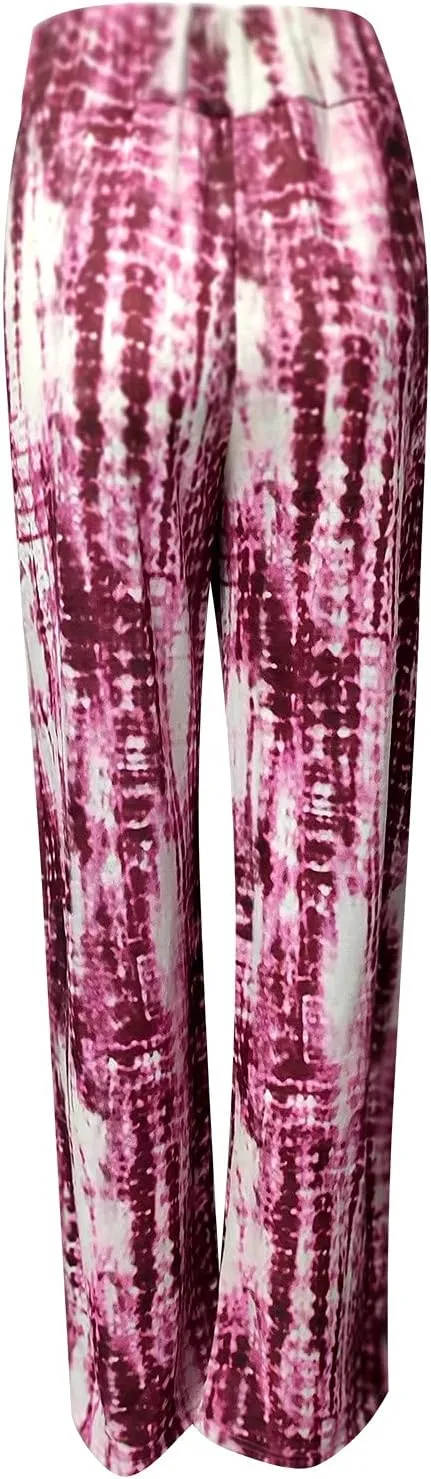Wide Leg Trousers Women Floral Print Sports High Waist Wide Leg Pants for Women Baggy Palazzo Tye-Dye Pants Trousers