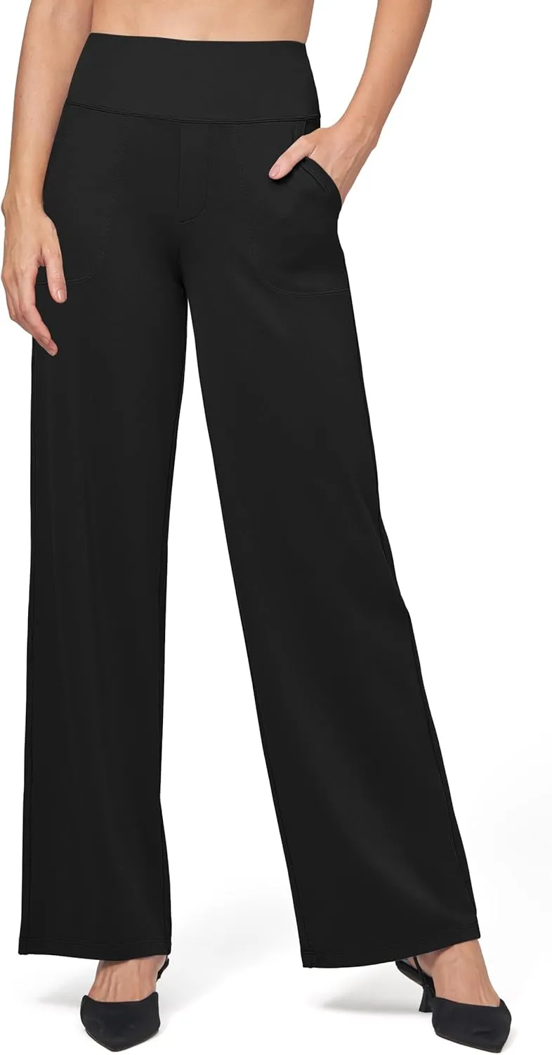 Willit Women's Yoga Pants Wide Leg Dress Work Pants Stretch Casual Pants Slacks with Pockets High Waist 28" 30" 32"