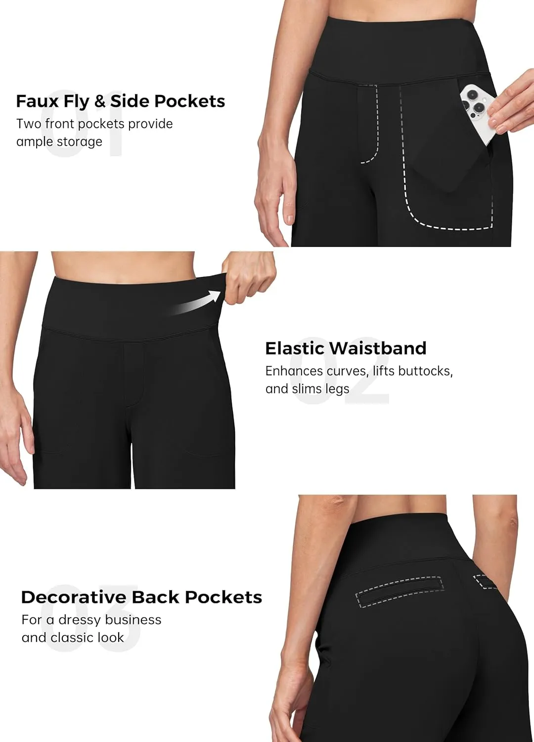 Willit Women's Yoga Pants Wide Leg Dress Work Pants Stretch Casual Pants Slacks with Pockets High Waist 28" 30" 32"
