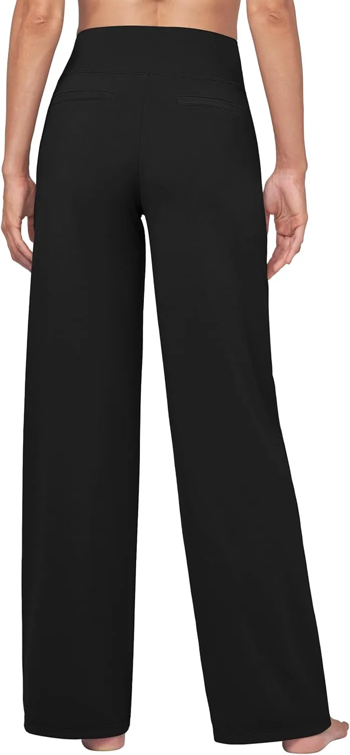 Willit Women's Yoga Pants Wide Leg Dress Work Pants Stretch Casual Pants Slacks with Pockets High Waist 28" 30" 32"